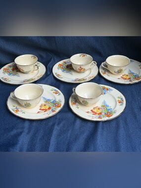 Vintage 1930s Alfred Meakin Royal Marigold Lochavon England Tea Set 10 Pieces